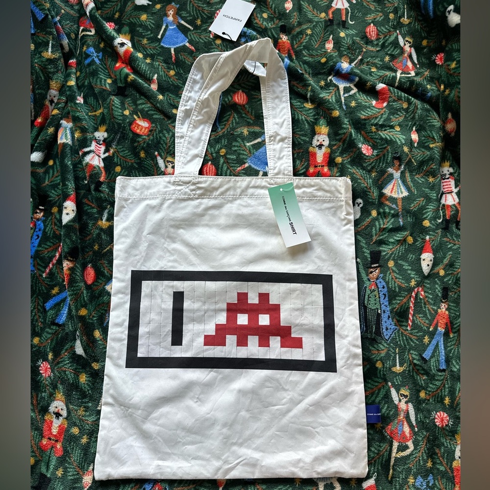 2022 LIMITED EDITION Comme Des Garçons Shirt x Invader Cotton Tote Bag